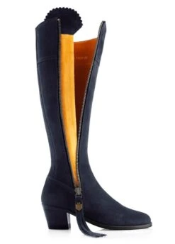 Fairfax & Favor Ladies Heeled Regina Narrow Fit Suede Boot - Navy -Horse Rider Shop reginanarrowheelednvy6rdy