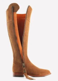 Fairfax & Favor Suede Flat Regina - Tan -Horse Rider Shop reginatan1