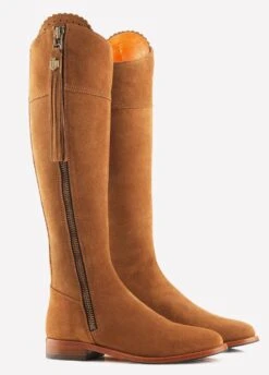 Fairfax & Favor Suede Flat Regina - Tan -Horse Rider Shop reginatan5