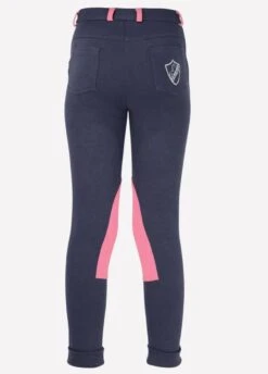 Belton Junior HyPERFORMANCE Jodhpurs - Navy/Salmon -Horse Rider Shop salmon3