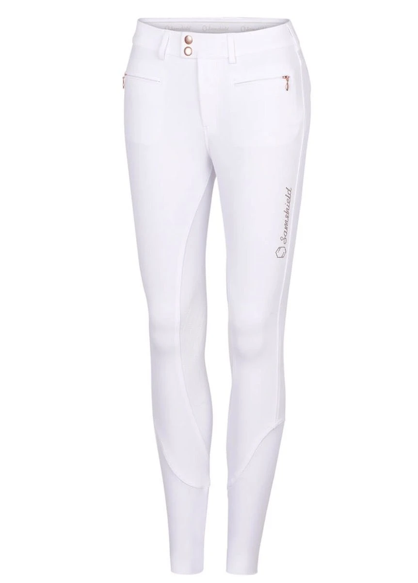 Samshield Ladies Adèle Breeches - White/Pink Gold 1 Samshield Ladies Adèle Breeches - White/Pink Gold