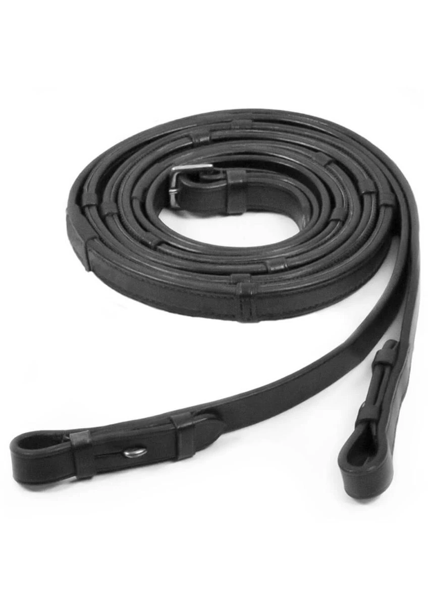 Schockemohle Half Rubber Continental Reins Billet - Black 1 Schockemohle Half Rubber Continental Reins Billet - Black