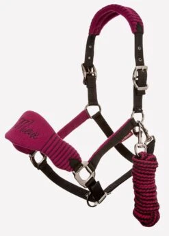 LeMieux Vogue Fleece Headcollar & Leadrope Set - Plum/Black