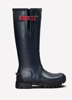 Hunter Ladies Balmoral Neoprene Tech Sole Wellingtons - Navy/Pepper -Horse Rider Shop wmnsbalmoralpepperrdy